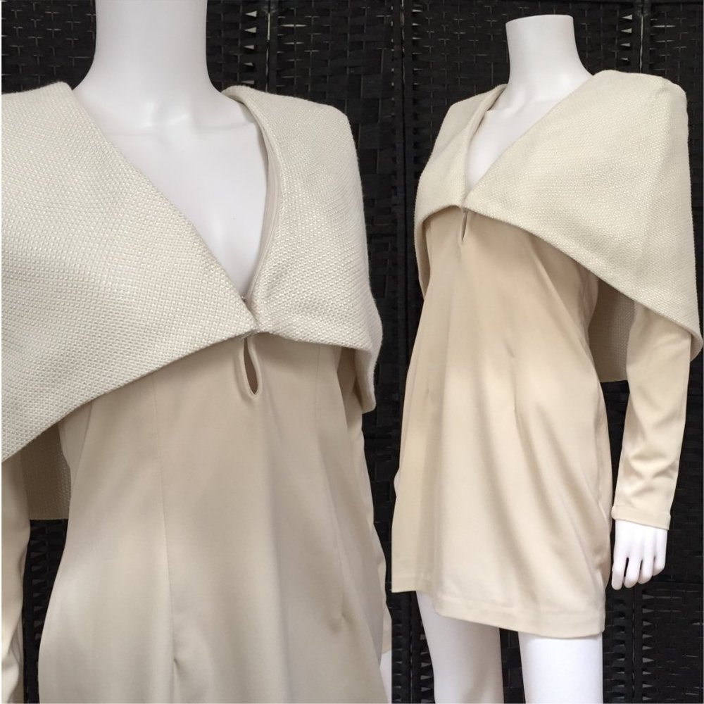 Asilio Almost Famous glamour cape dress Ivory 4 - Picture 2 of 7